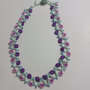 Mexican handmade beaded seed Necklace choker Multicolor